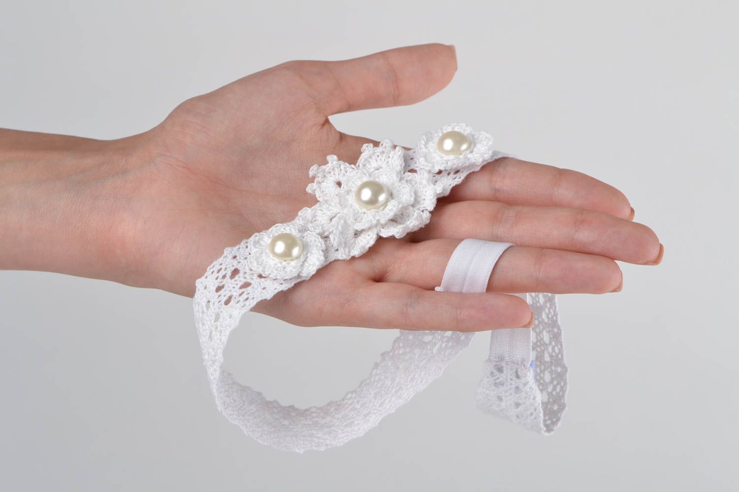 Handmade openwork headband fabric headband for girl lace headband gift for girl photo 2