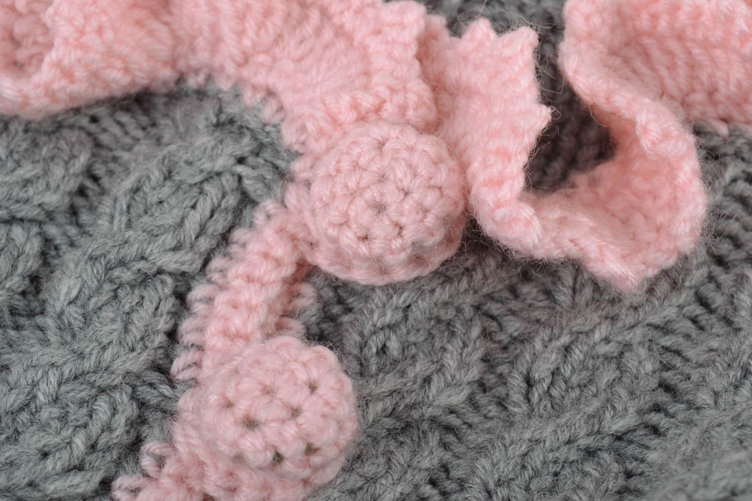 Warmer Babymantel aus Wolle in Grau Rosa handgemacht feierlich Designer Kleidung foto 3