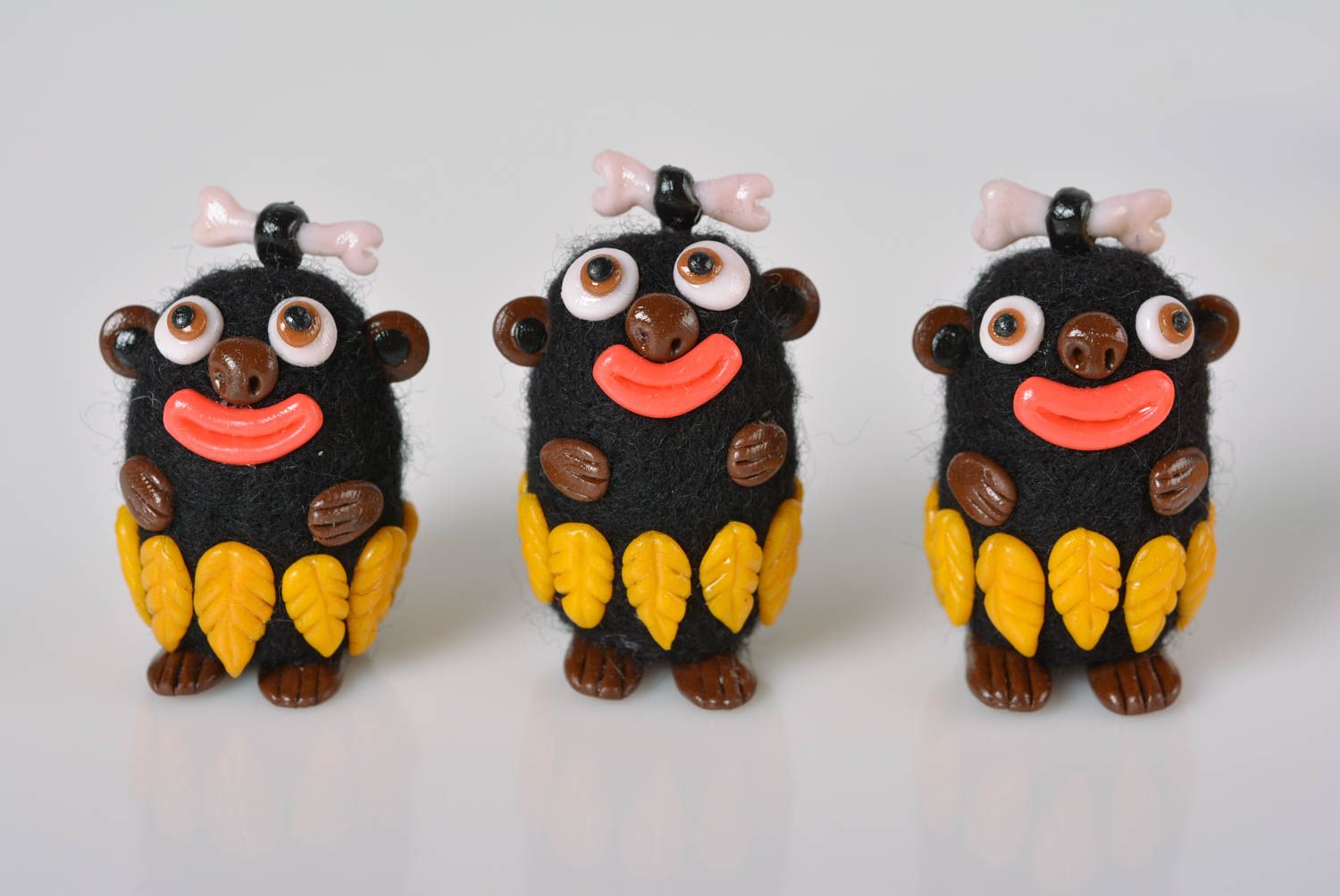 Handmade set of 3 wool felted figurines interior designer toy present for kids photo 4