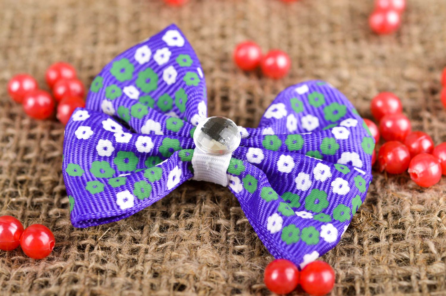 Handmade festive hair clip unusual textile hair clip cute colorful jewelry photo 1