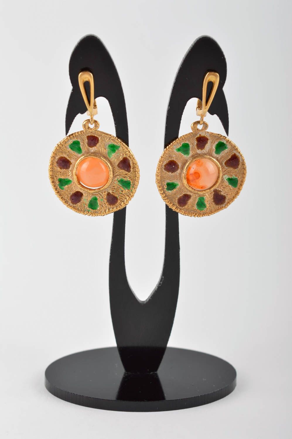 Unusual handmade metal earrings gemstone earrings artisan jewelry designs photo 2