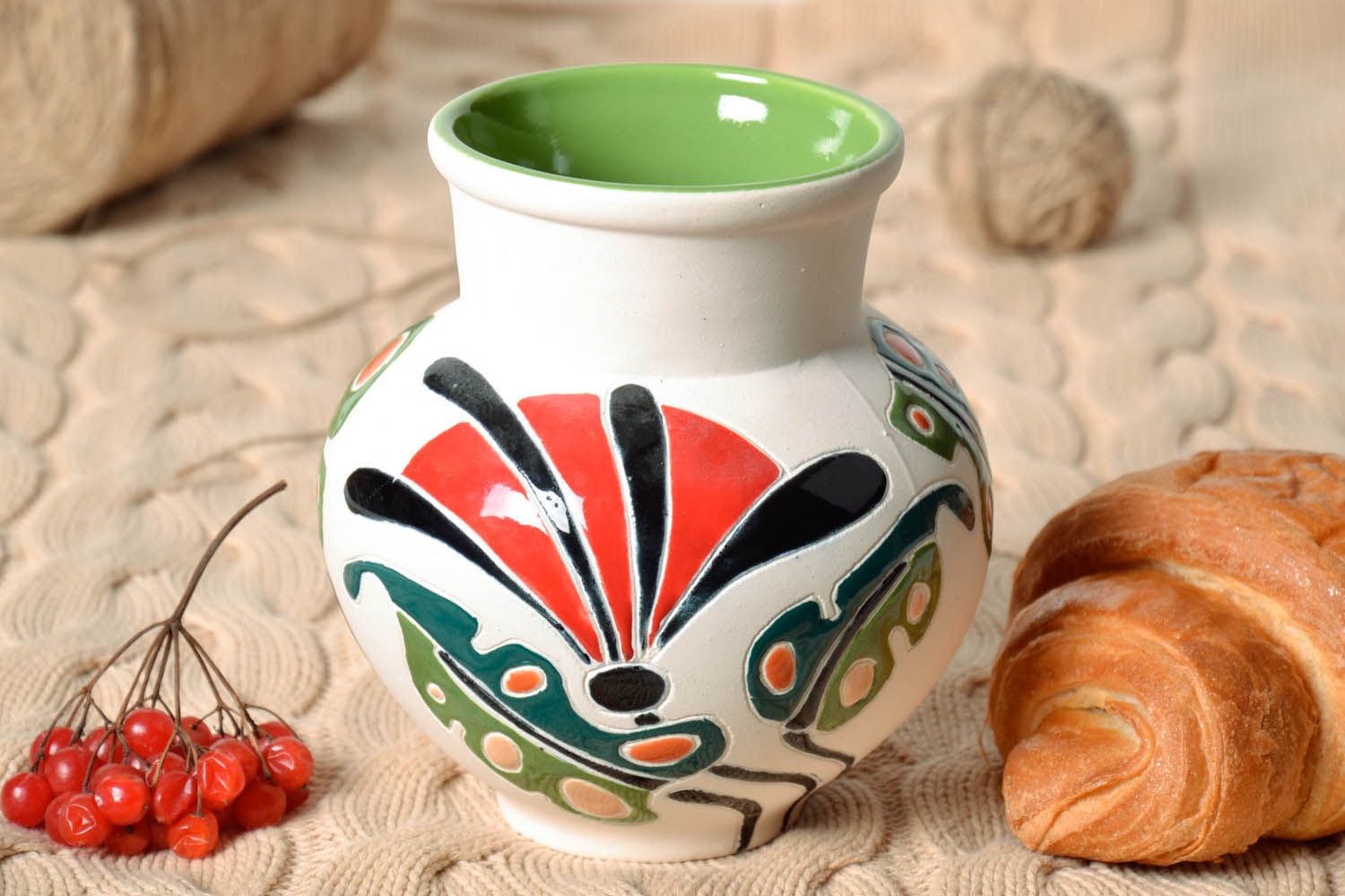 30 oz ceramic glazed milk pitcher in Japanese style 1,4 lb photo 1