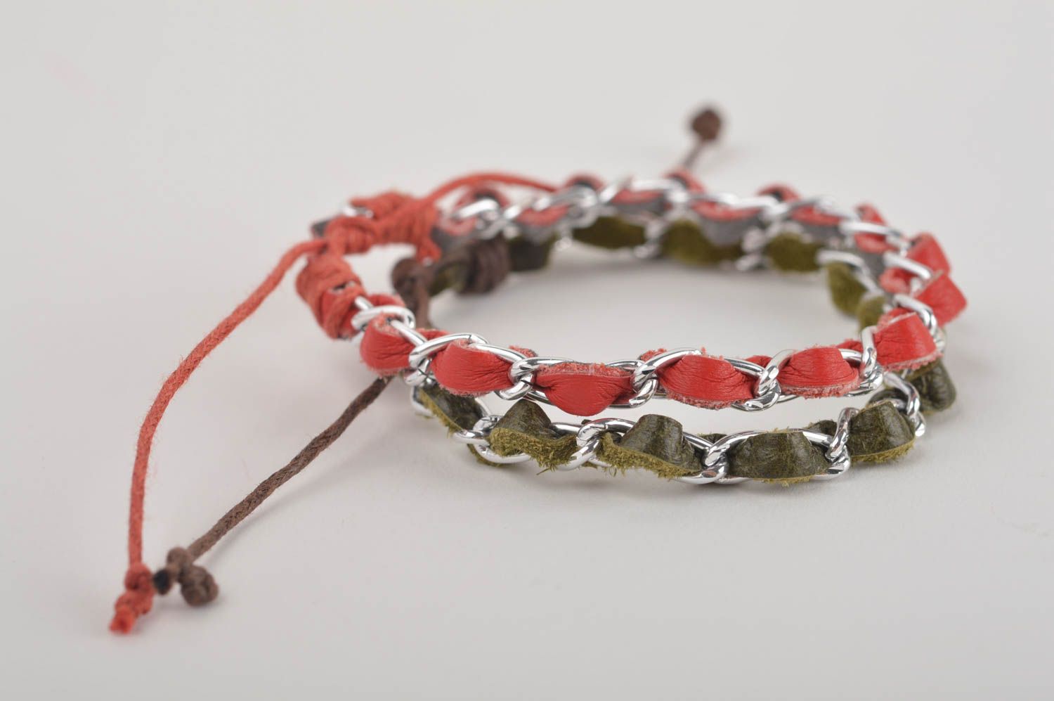 Handcrafted jewelry 2 chain bracelet leather bracelets for women souvenir ideas photo 3