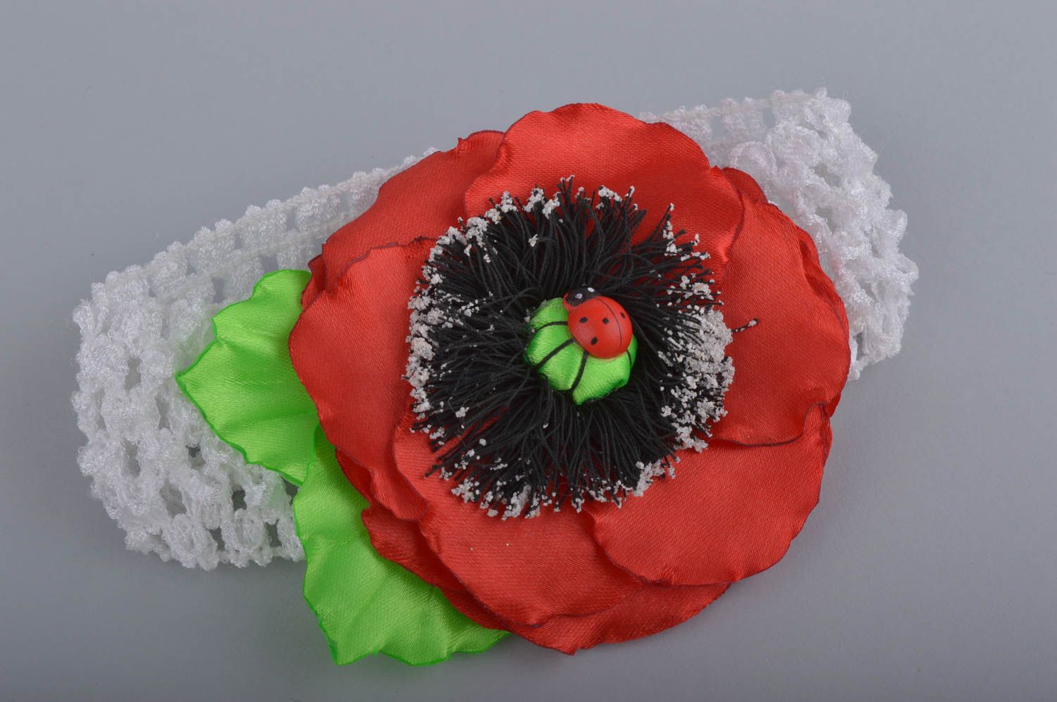 Handmade designer headband stylish accessory for kids headband with flower photo 1
