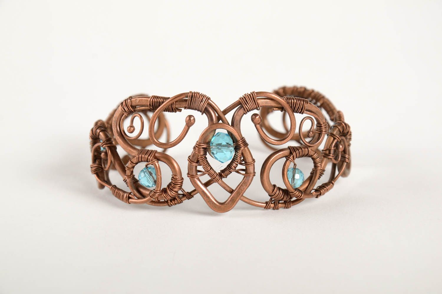 Bracelet cuivre wire wrap vintage Bijou fait main original Accessoire femme photo 5