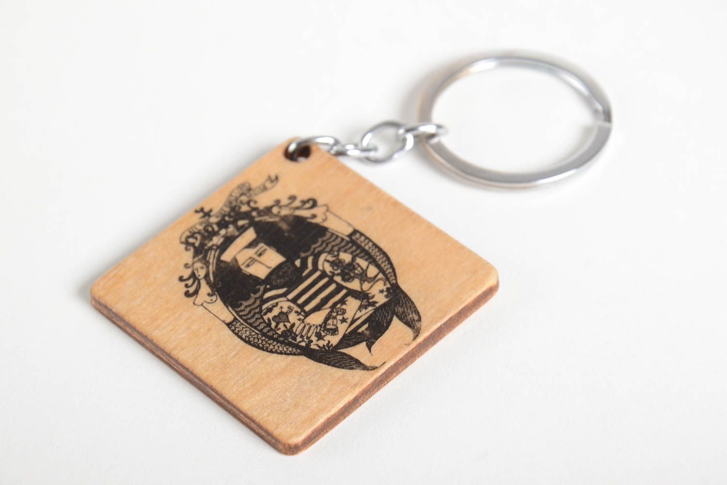Handmade accessories for men designer keychain wooden keyring key fob  photo 5