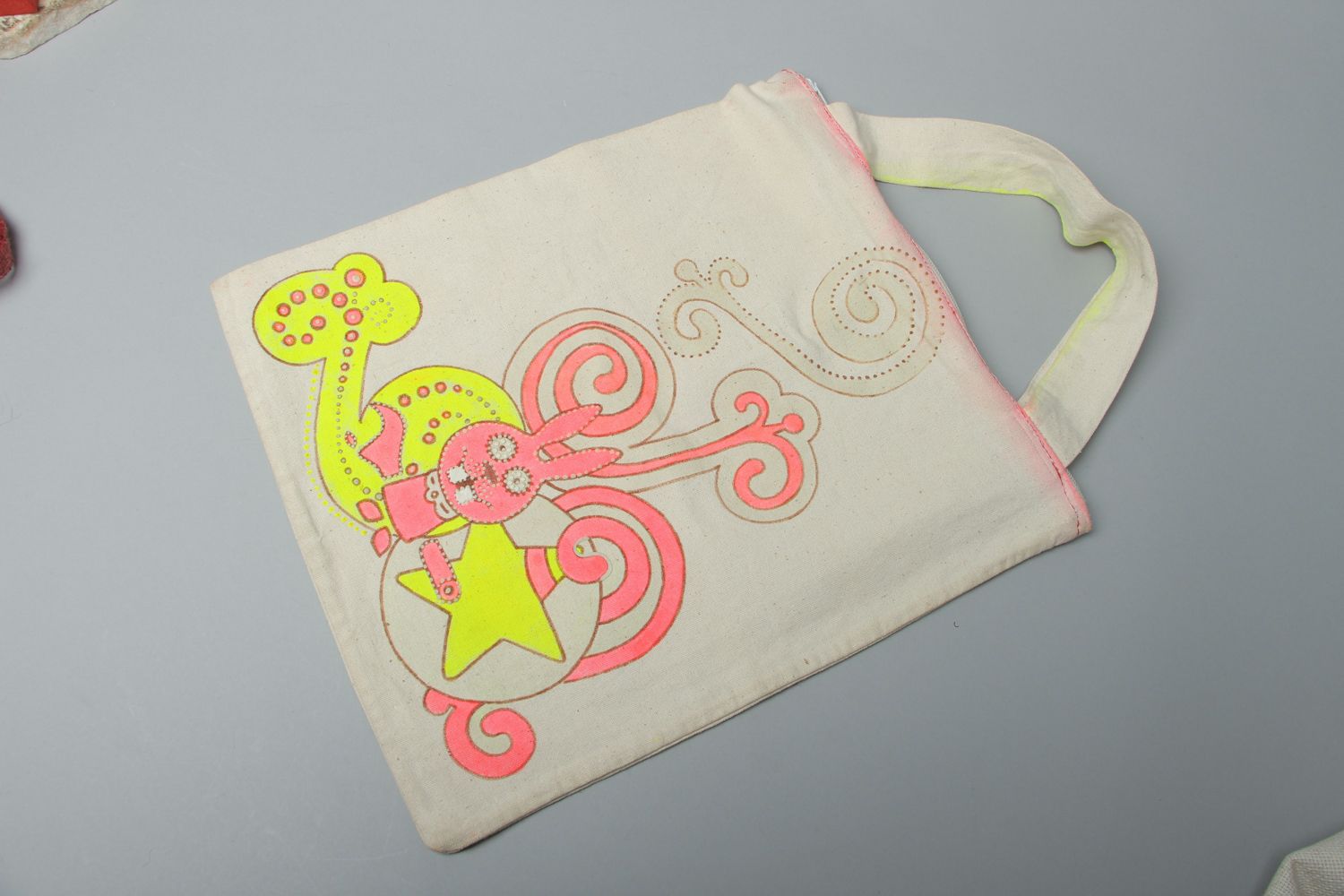 Women's bag with fluorescent painting and zipper fastener photo 1
