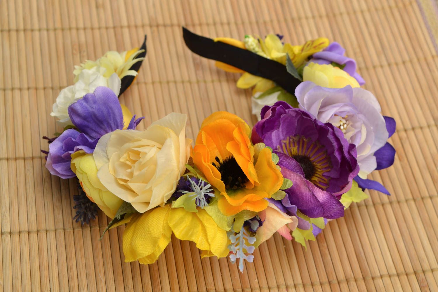 Silk floral headband photo 1