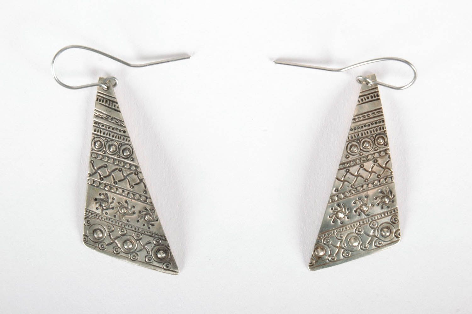 Triangle earrings with ornament photo 2