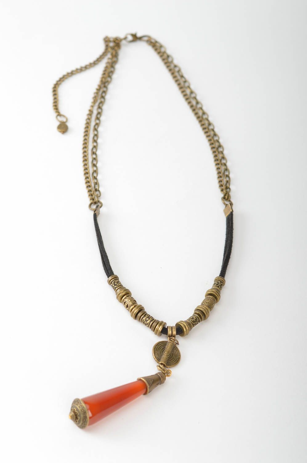 Handmade Metall Halskette mit Anhänger an Wildleder Schnur schön originell  foto 5