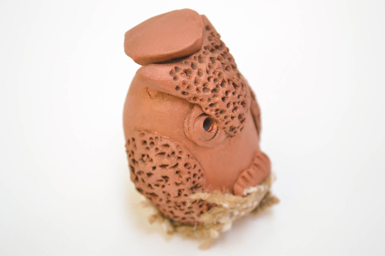Handmade designer figurine unusual clay statuette ceramic souvenir owl photo 2