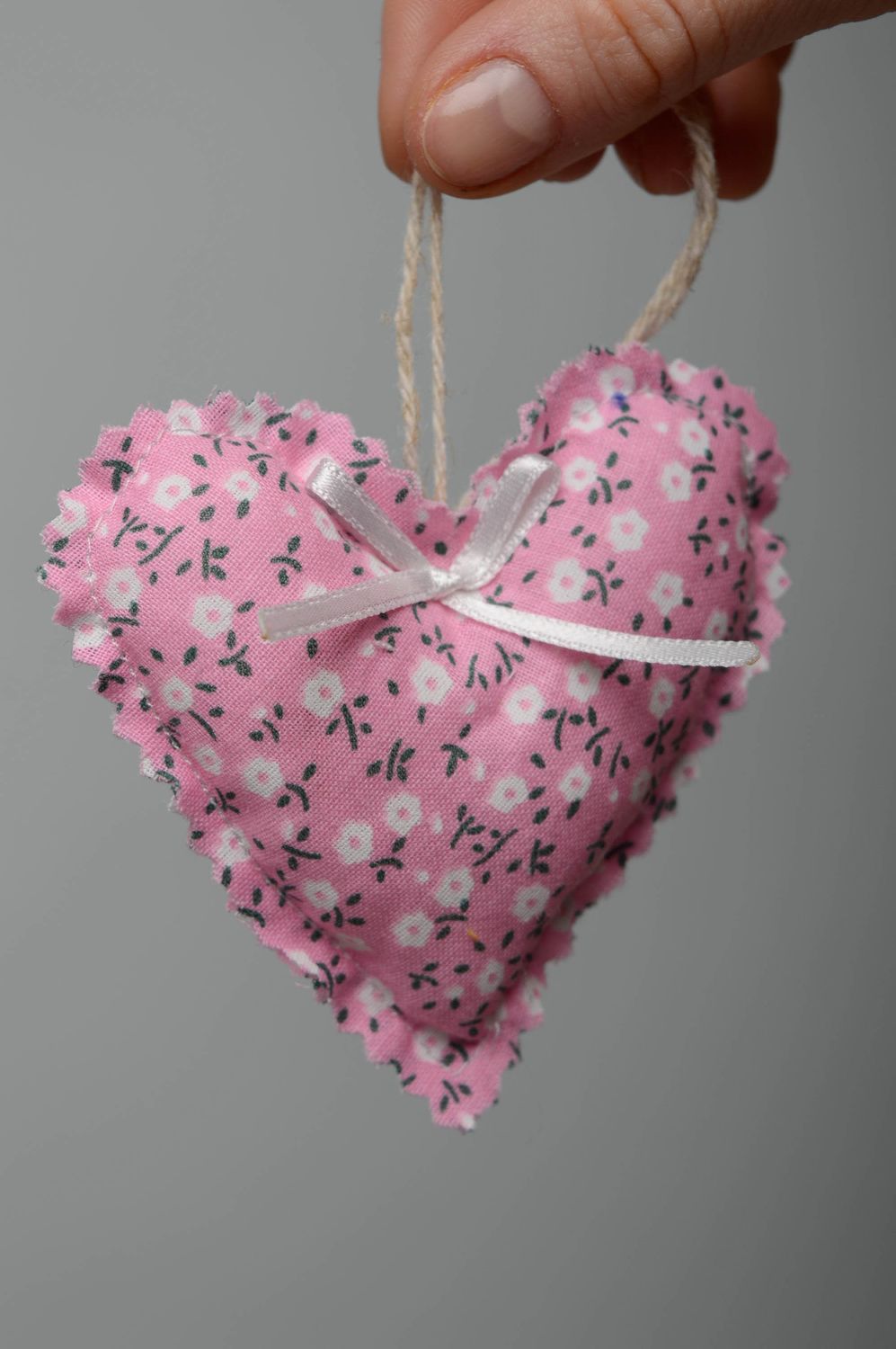 Colgante decorativo Corazón de tela de flores foto 3