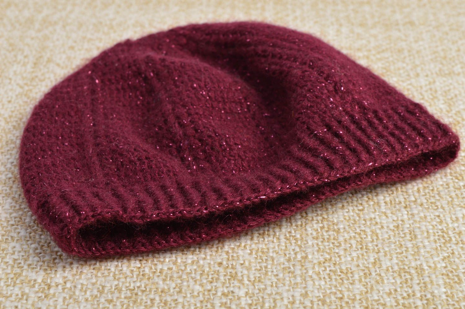 Bonnet tricot Chapeau au crochet fait main laine lurex Vêtement enfant de design photo 1