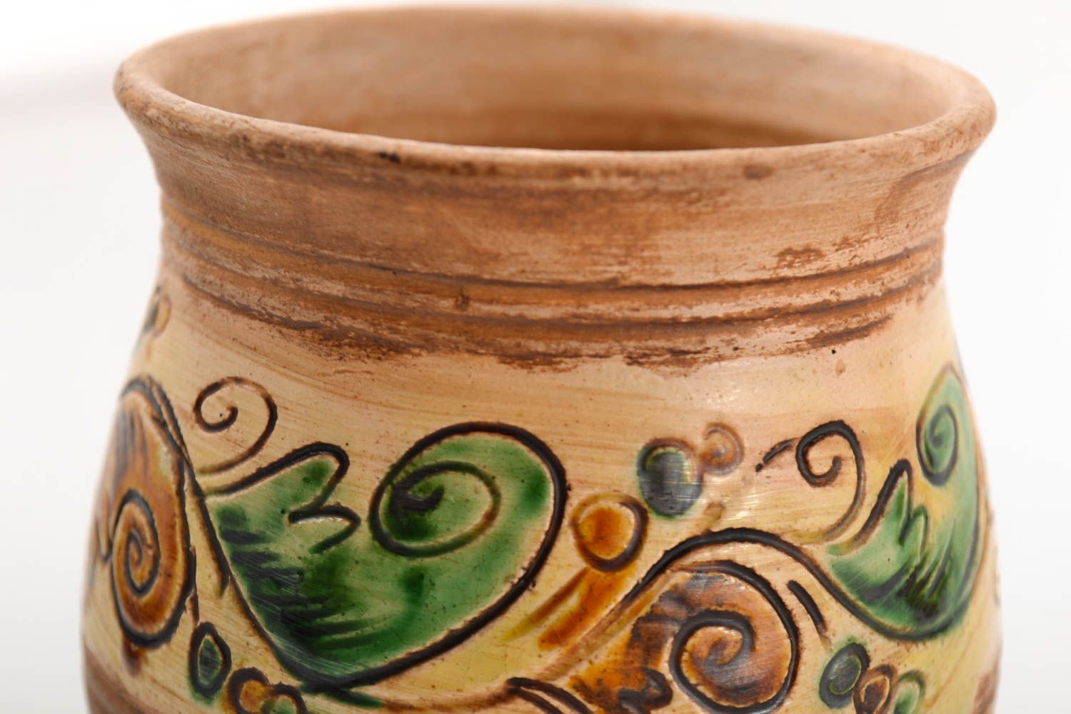 Becher aus Ton handmade Keramik Geschirr Set Küchen Deko mit Bemalung originell foto 5