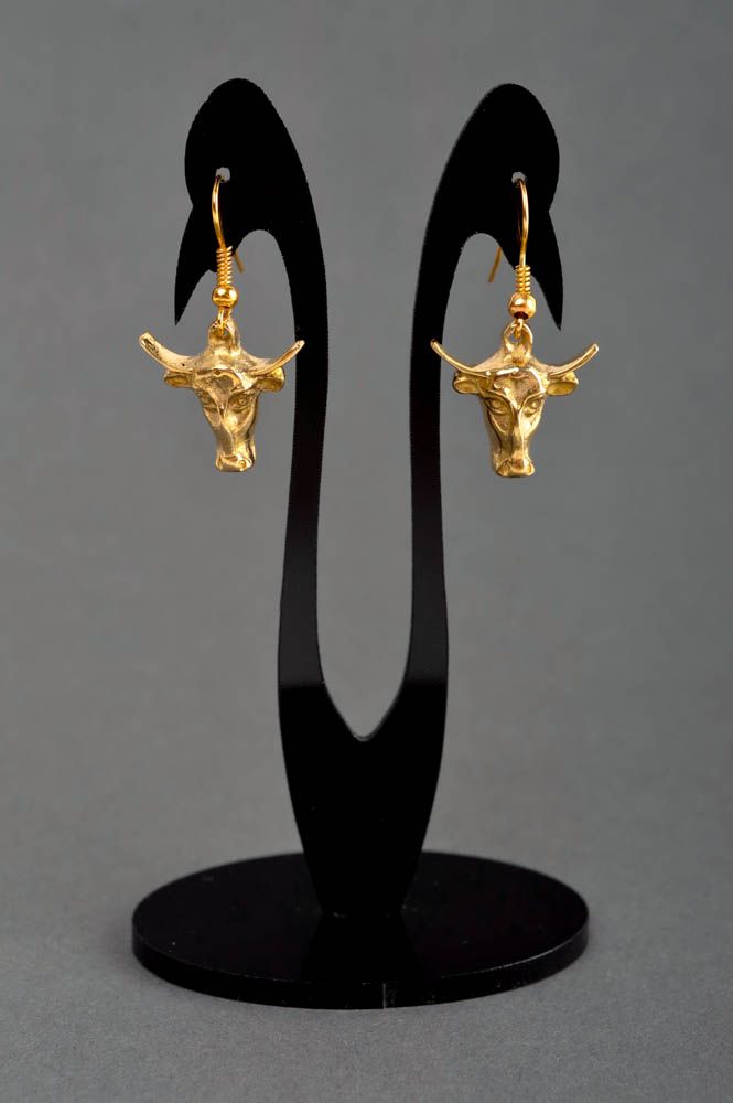 Lange Ohrhänger handmade goldfarbig Metall Schmuck lang Ohrringe für Damen foto 1