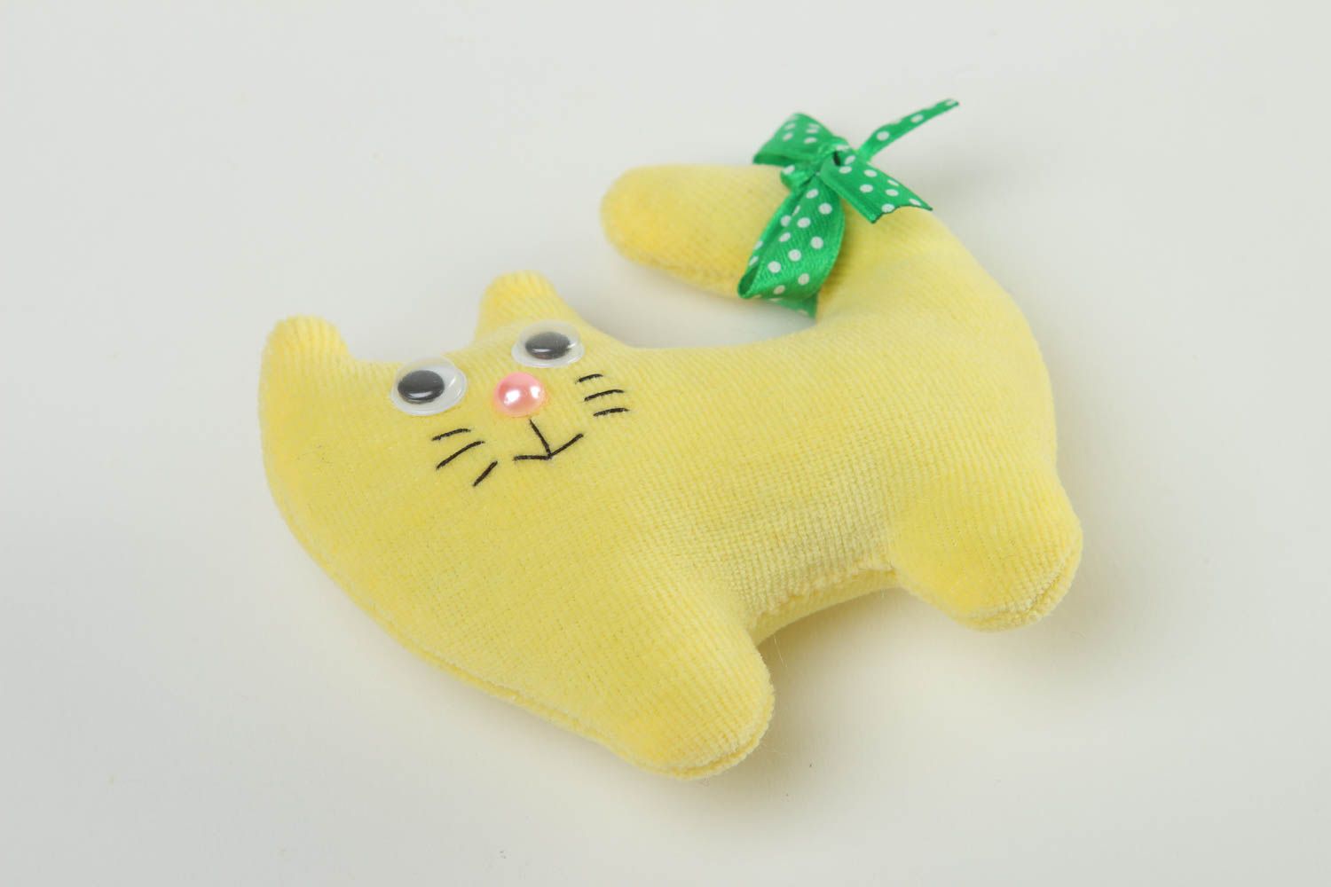 Игрушка ручной работы игрушка кот с бантиком симпатичный декоративная игрушка фото 2