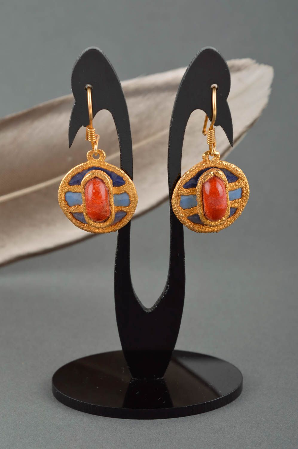 Beautiful handmade metal earrings womens gemstone earrings fashion trends photo 1