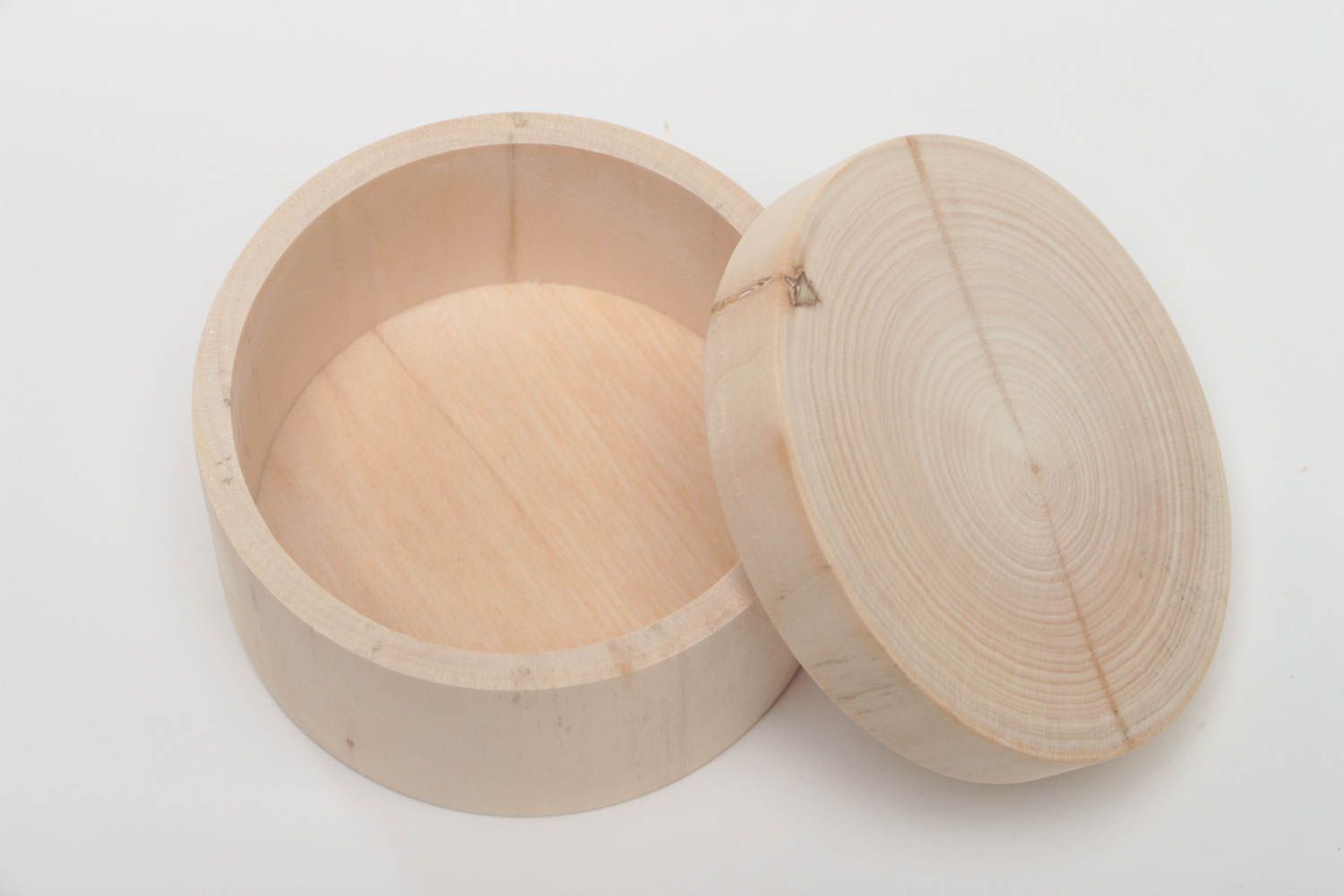 Pieza para manualidades hecha a mano redonda caja de madera para joyas foto 2