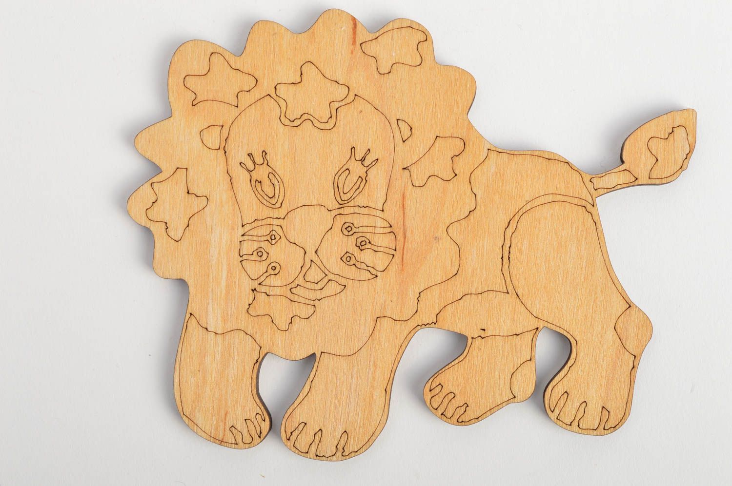 Оригинальная деревянная заготовка под роспись в виде льва ручной работы декор фото 2