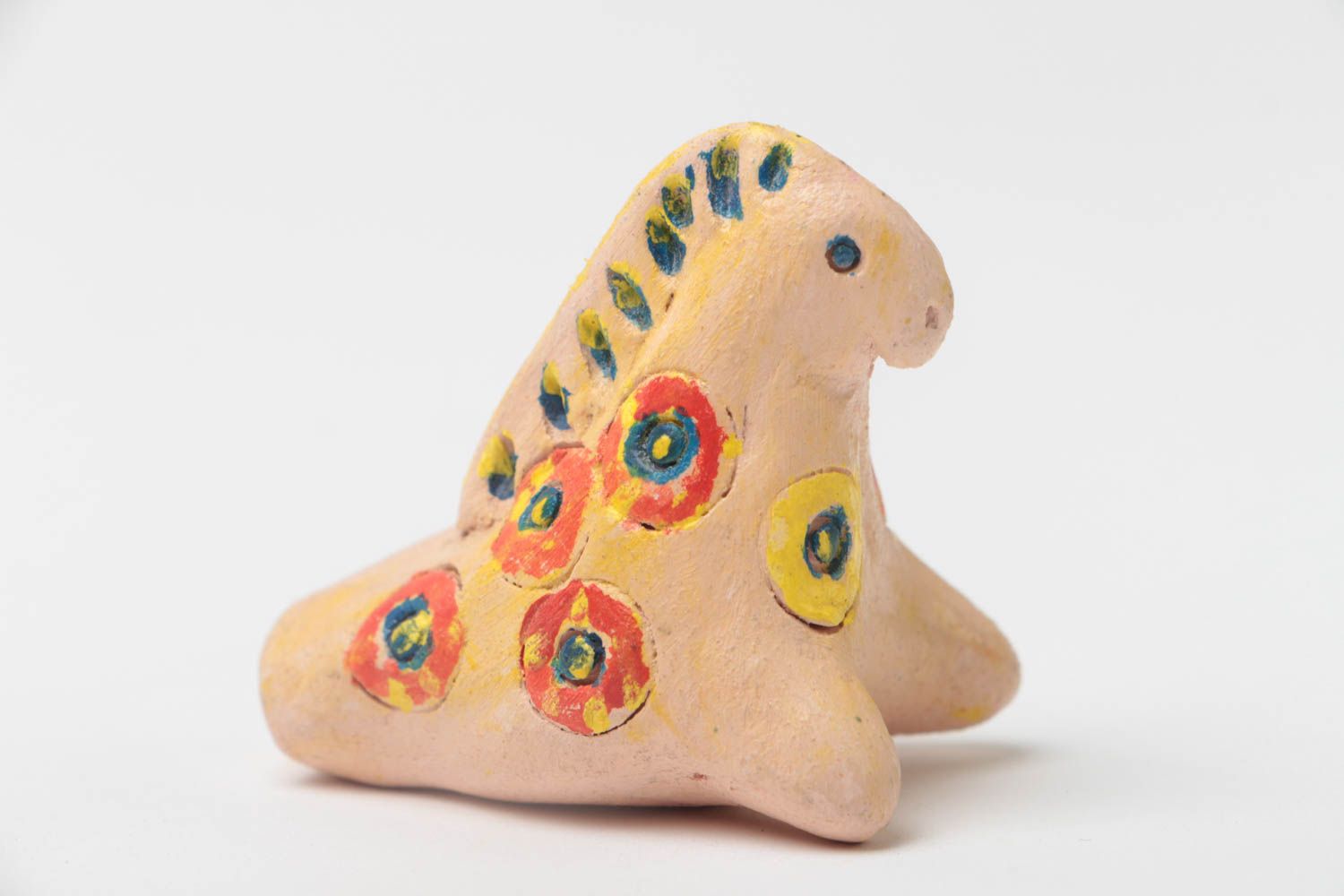 Игрушка из глины свистулька ручной работы с росписью красками этническая фото 2
