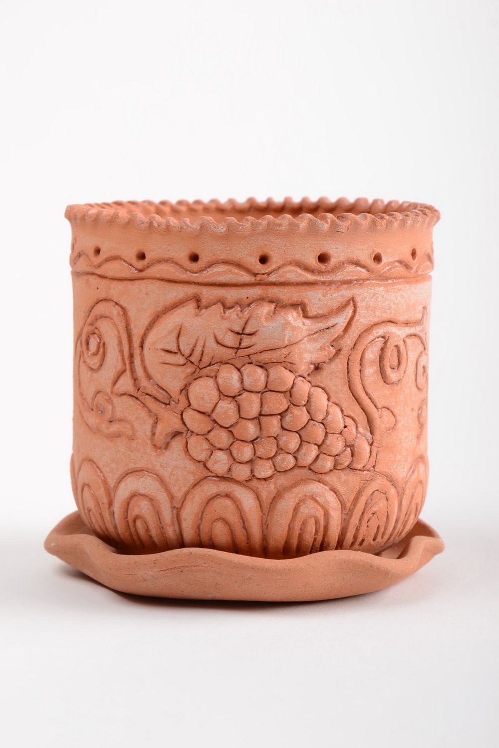 Schöner origineller Öko Keramik Blumentopf mit Loch 300 ml Handarbeit  foto 5
