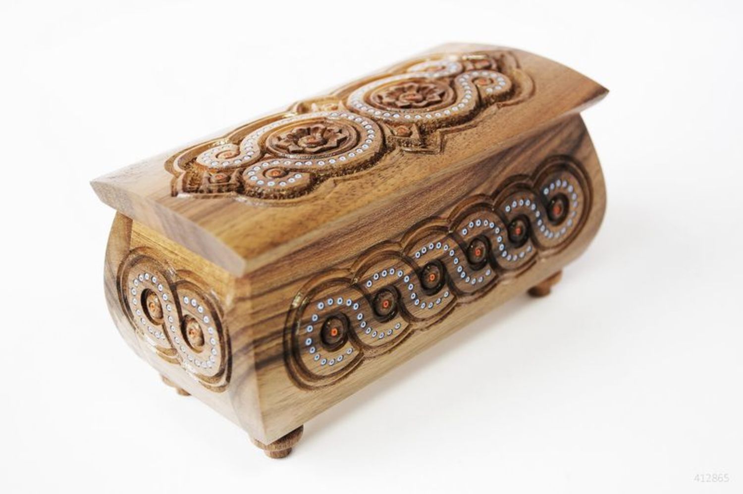 Scatola di legno fatta a mano Cofanetto intarsiato Scrigno con intarsi foto 1