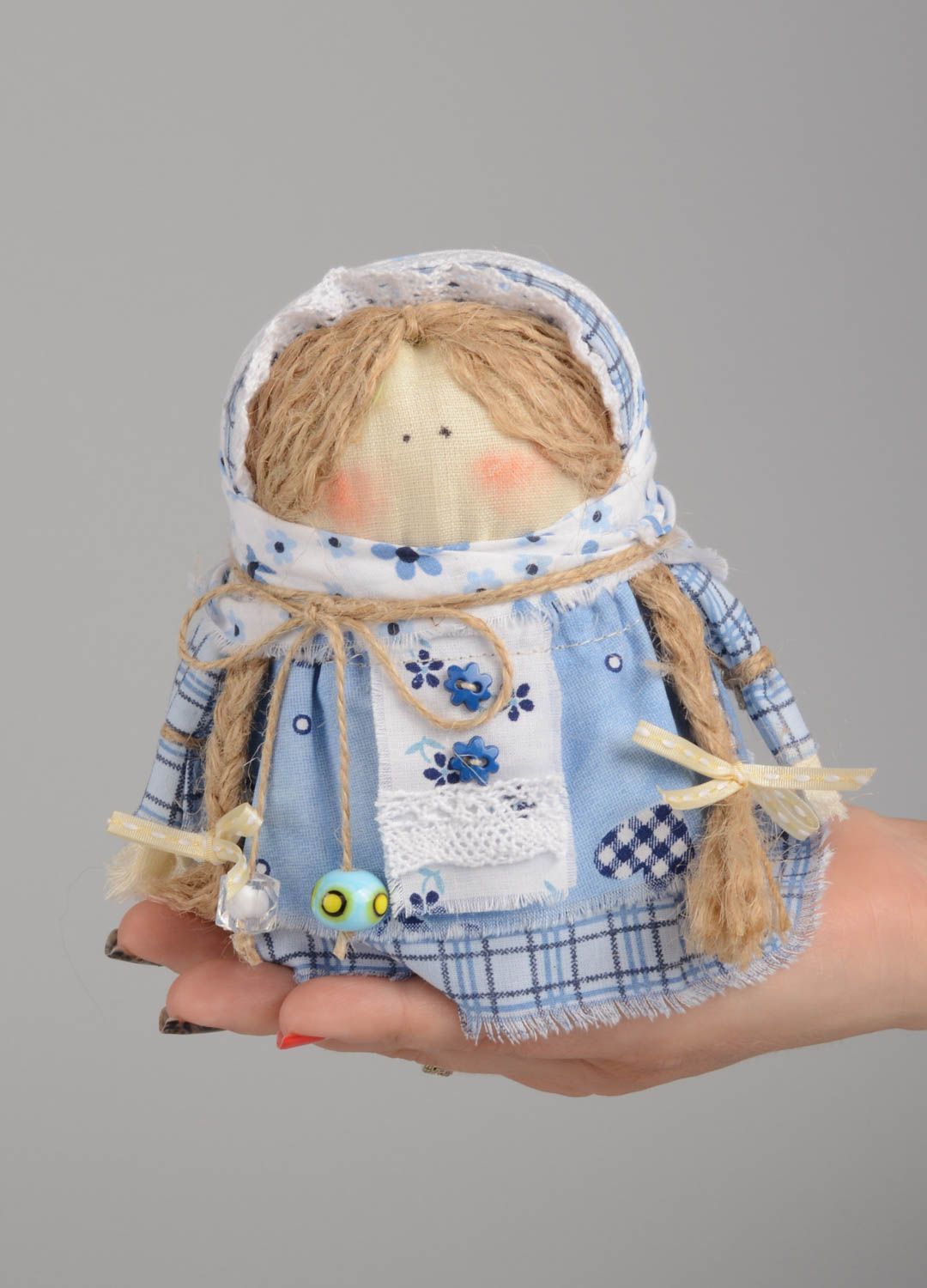 Handmade decorative interior charm doll filled with grains family talisman photo 5