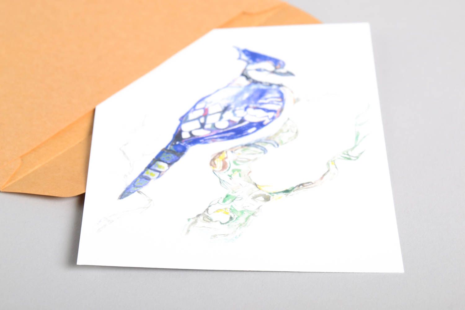 Открытка ручной работы поздравительная открытка с дятлом красивая открытка фото 4