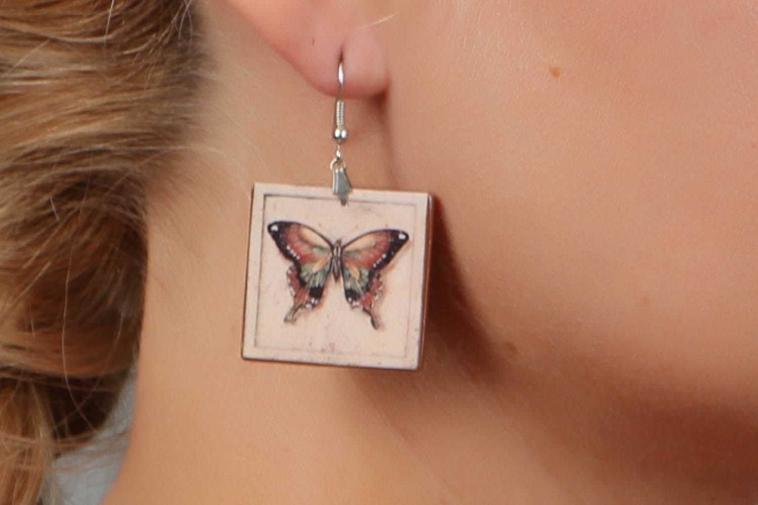 Ohrringe aus Polymerton Schmetterlinge foto 4