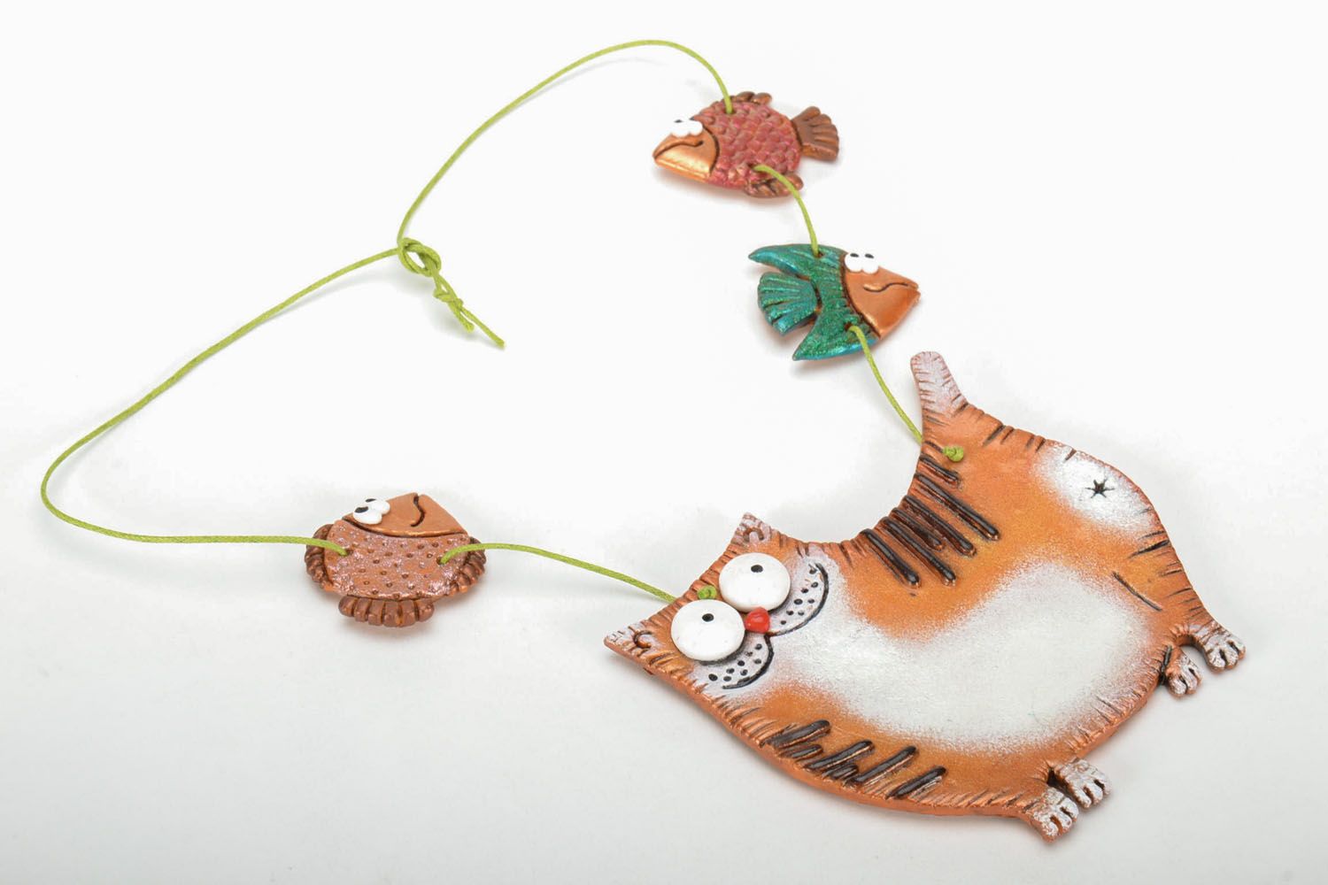 Handmade interior pendant Cat with Fish photo 2