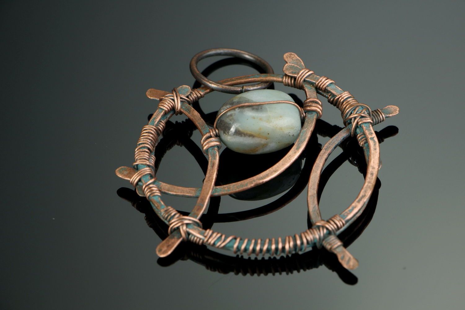 Copper pendant with agate photo 1