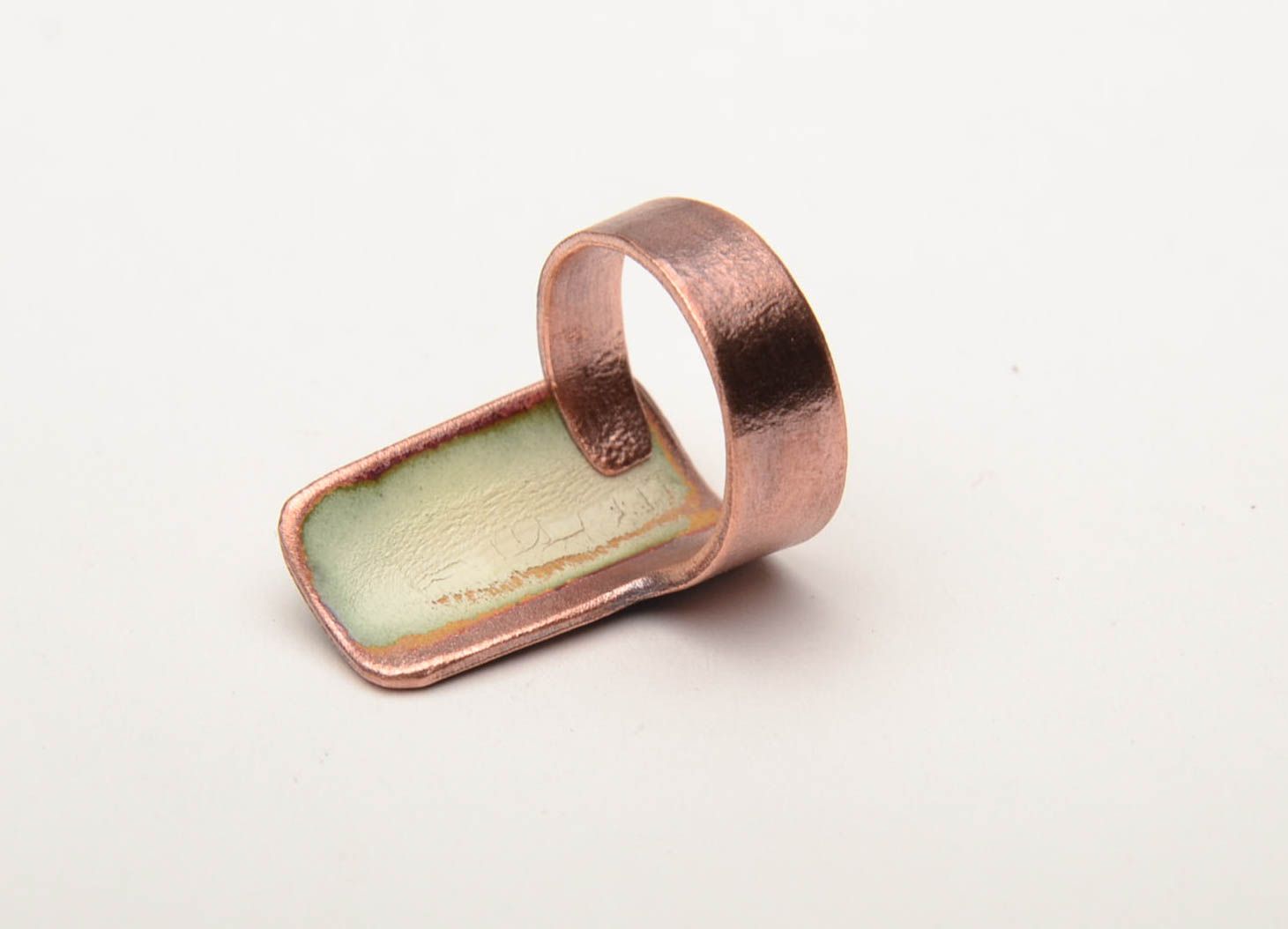 Handmade copper ring painted with enamel photo 4