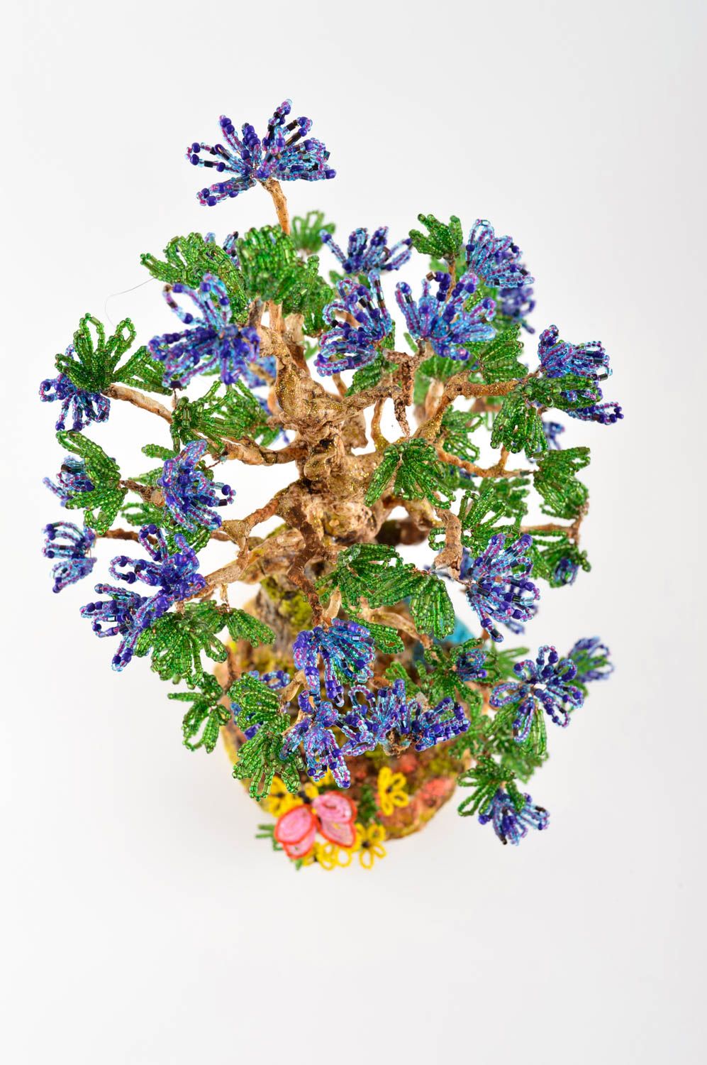 Planta decorativa artificial árbol artesanal de abalorios adorno de mesa  foto 3