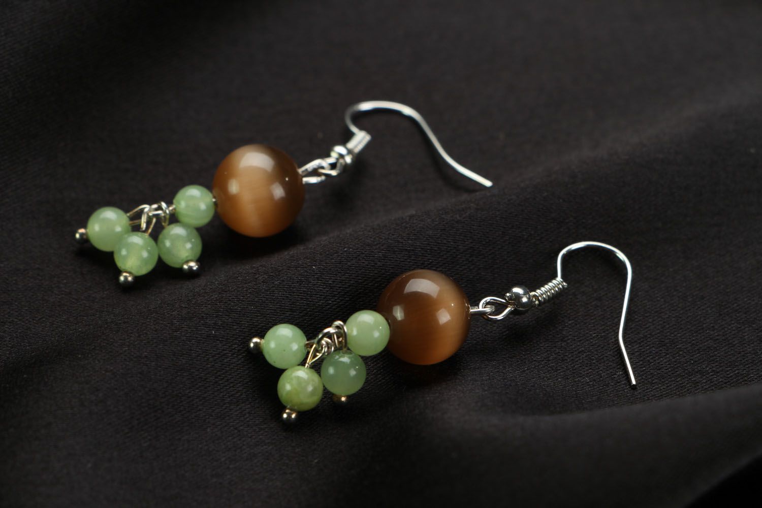 Unusual earrings with natural stones photo 2