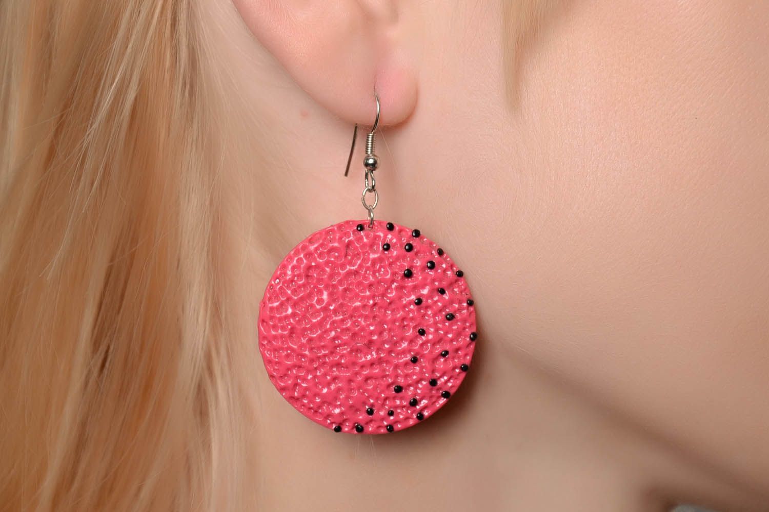 Large round plastic earrings  photo 3