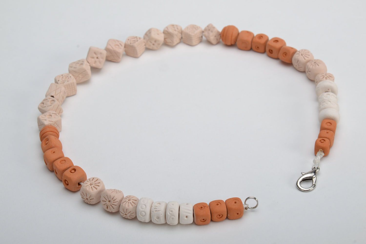 Clay necklace with square beads photo 5