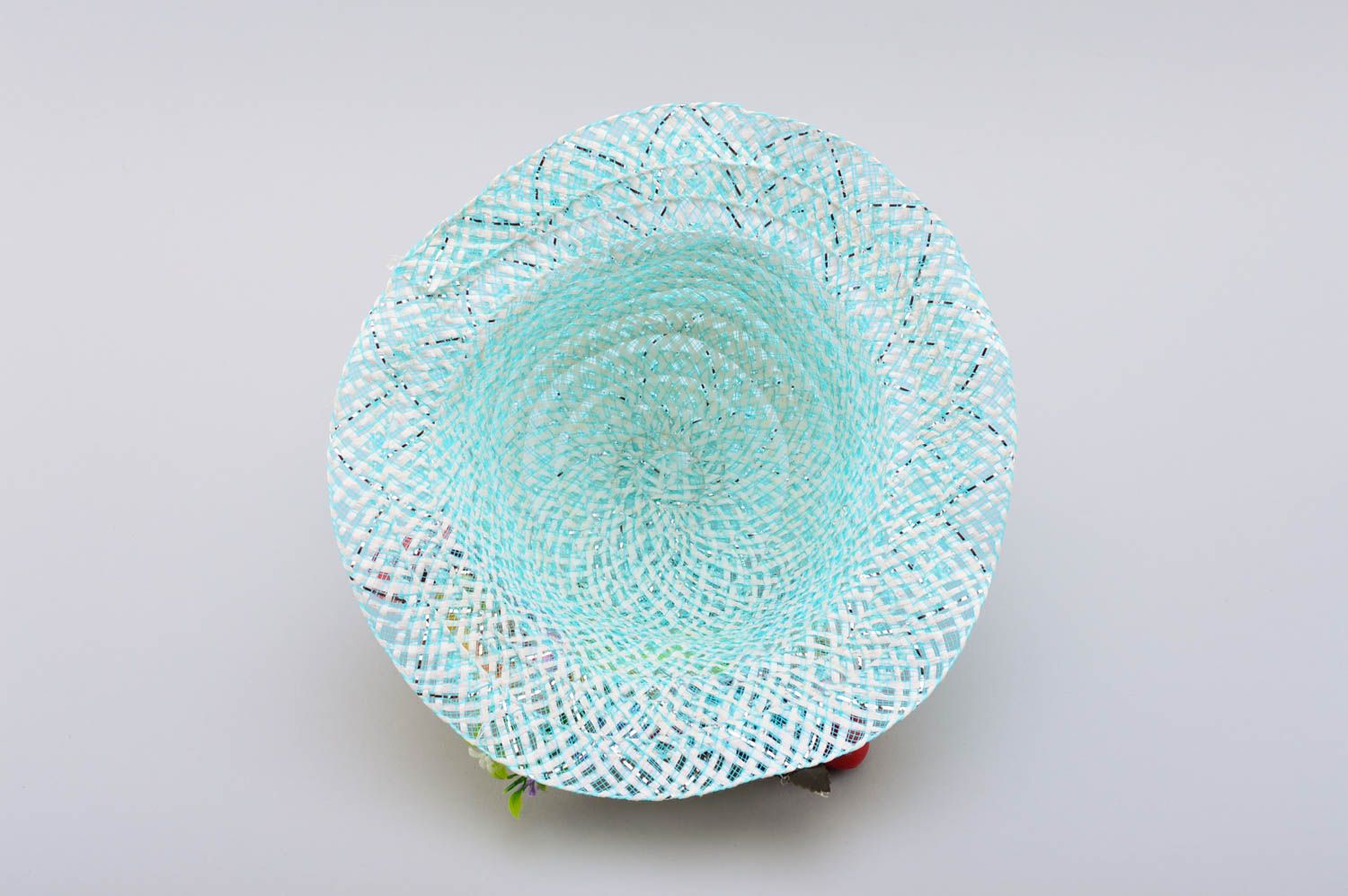 Handmade Sommer Hut Damen Accessoire Geschenk für Frauen blau mit Blumen schön foto 5