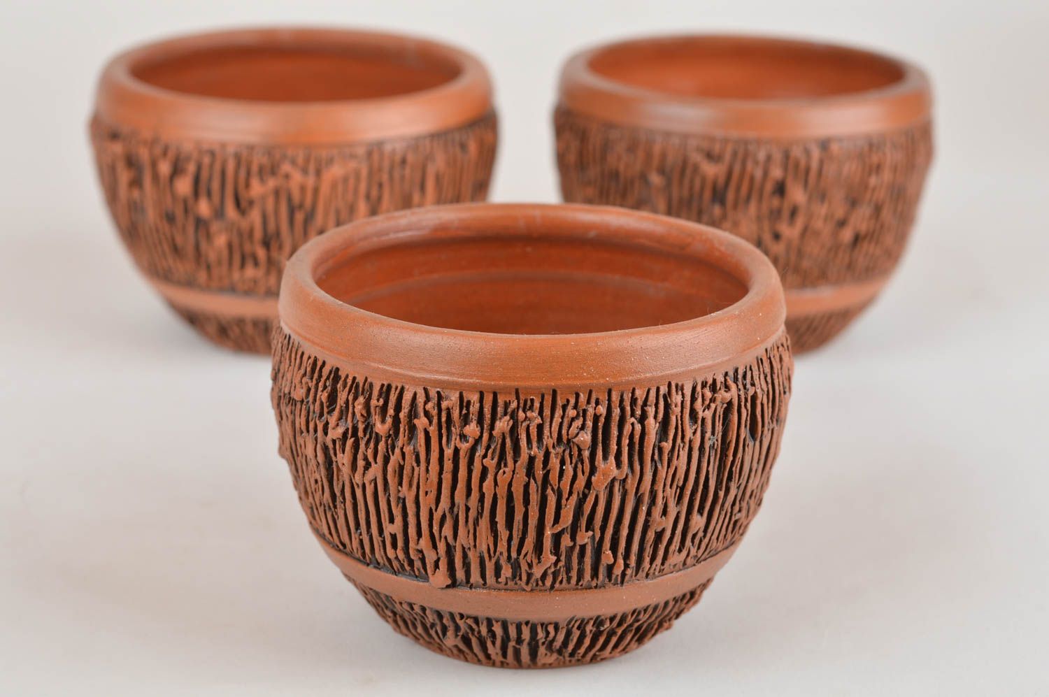 Set of 3 handmade designer small ceramic bowls for jam or sauce cream 100 ml photo 4