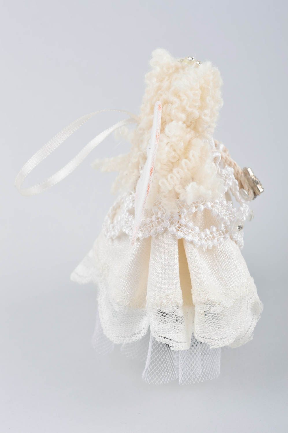 Peluche Ange en tissu Jouet fait main blanc original Déco chambre fille photo 3