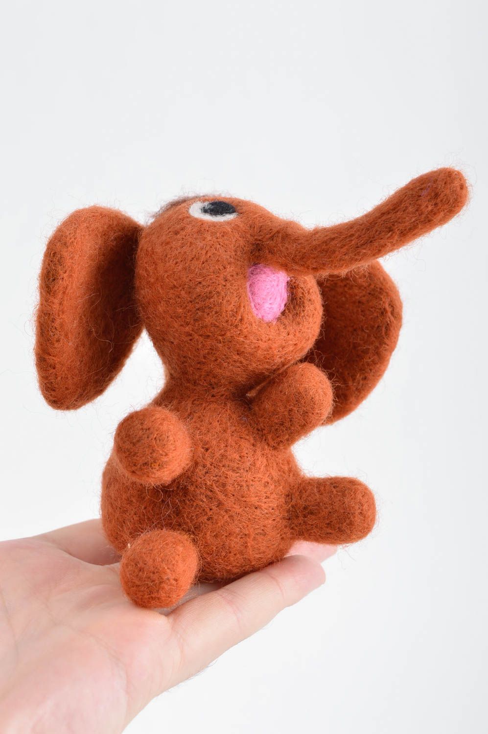 Handgefertigt gefilzte Figur Elefant Spielzeug originelles Geschenk in Braun foto 5
