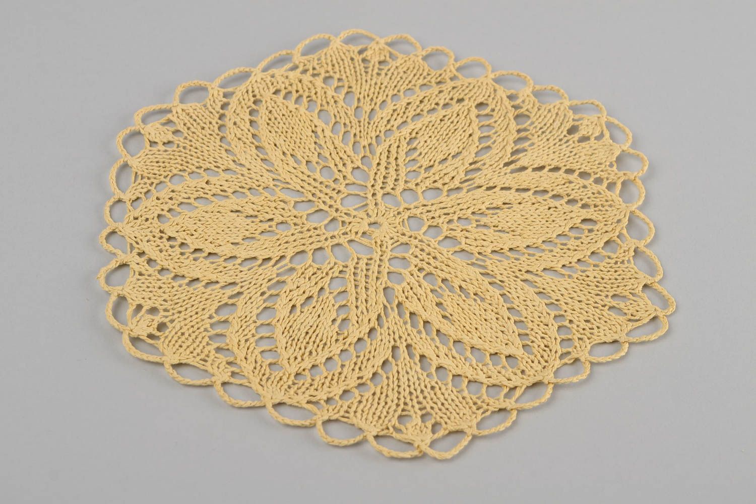 Cotton designer knitted napkin handmade decorative tablecloth for interior photo 5