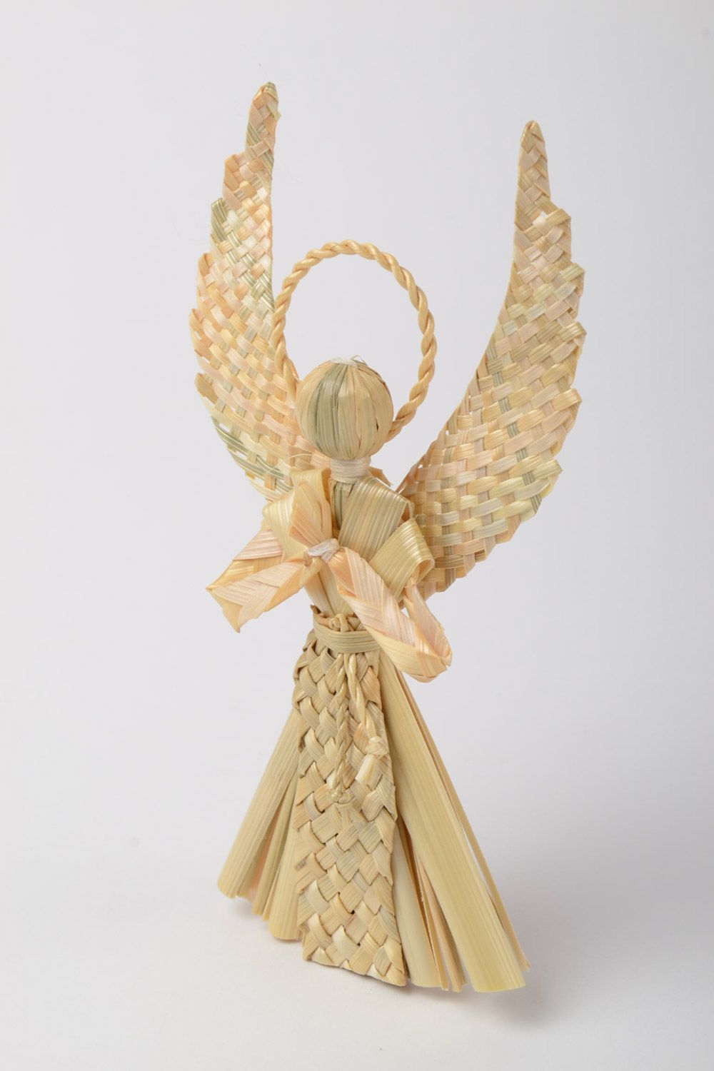 Плетеный Ангел-хранитель из соломы ручной работы настенная подвеска фото 2