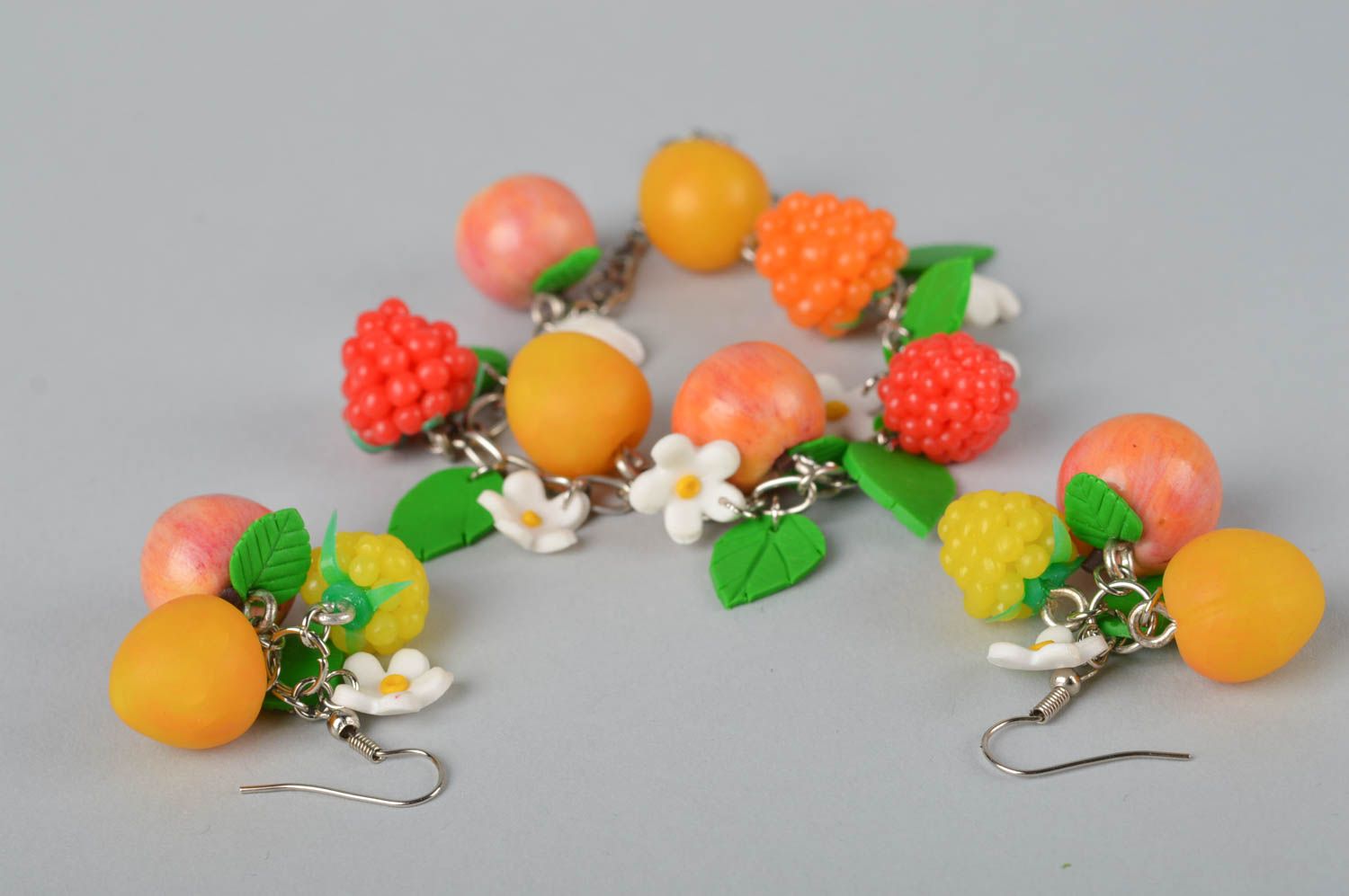 Handmade fruit shape charms girl's bracelet and earrings photo 1