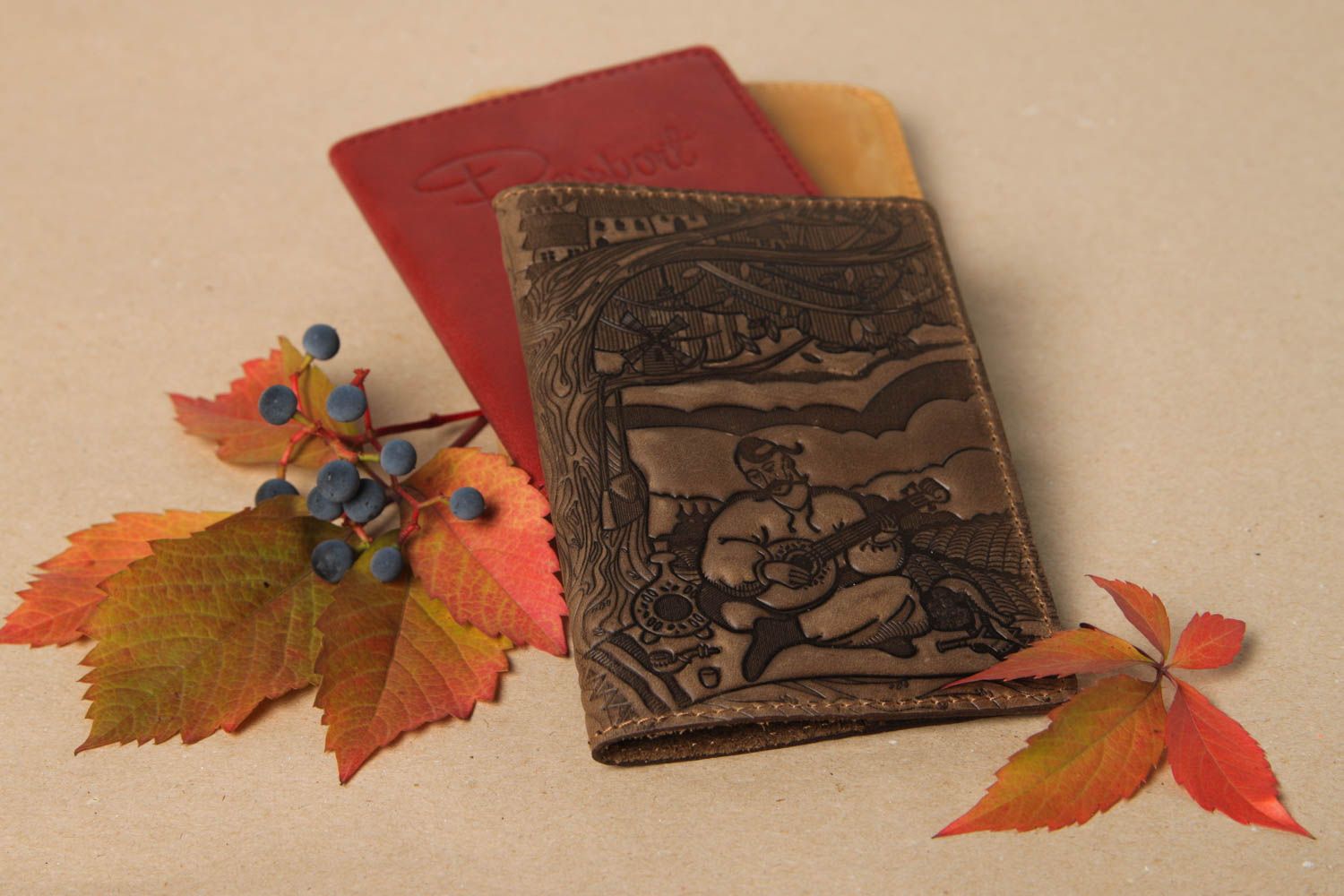 Stylish handmade passport cover leather passport cover handmade gifts photo 1