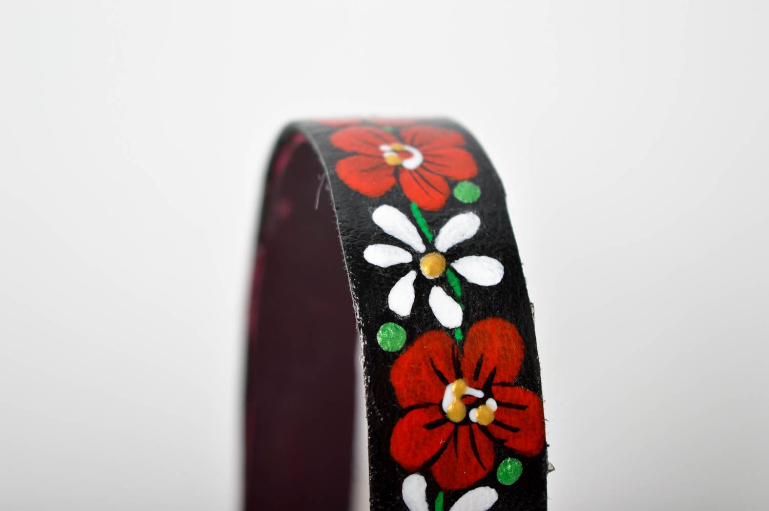 Pulsera de piel artesanal con flores accesorio para mujer regalo original foto 4