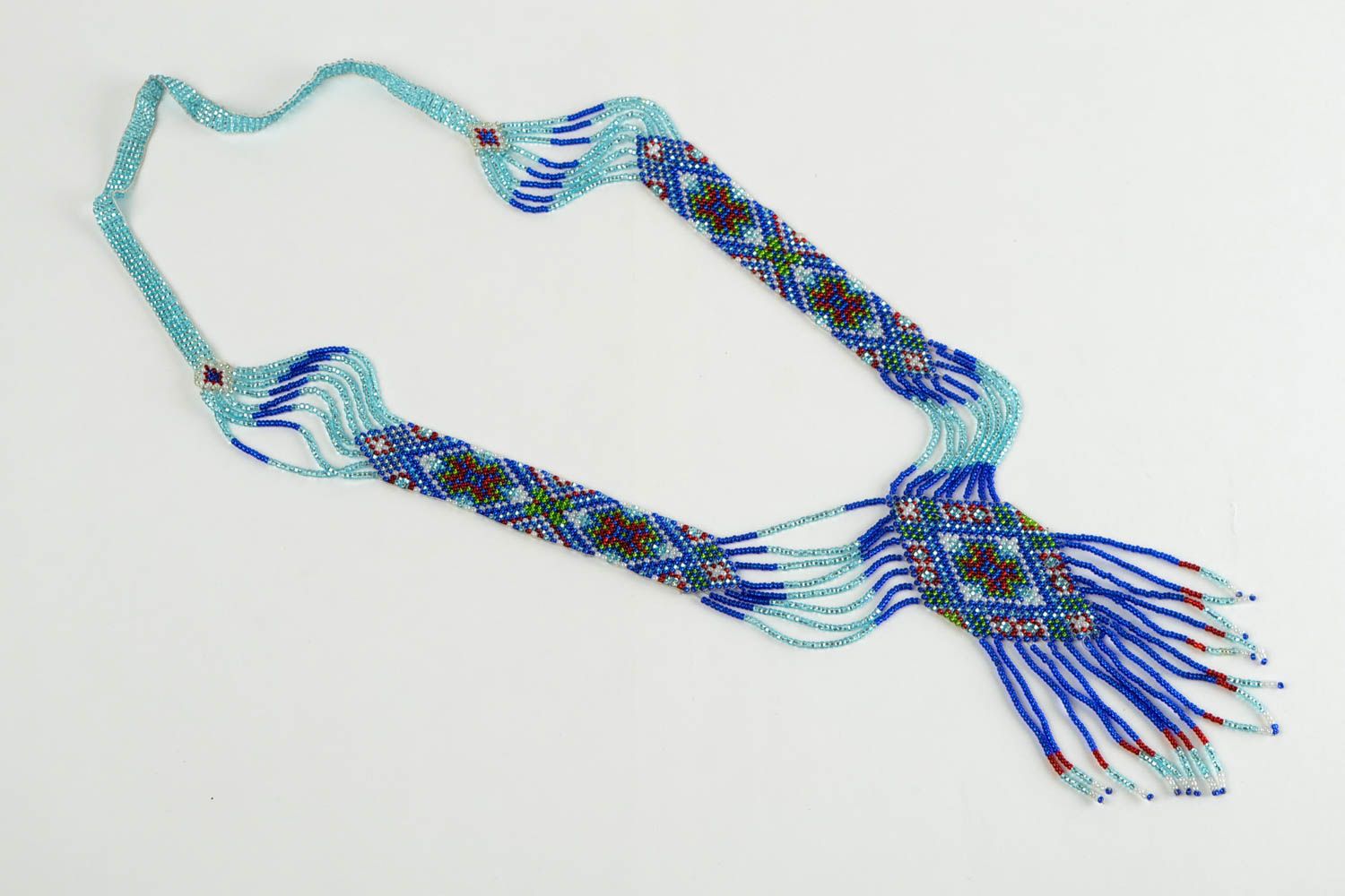 Handmade beaded necklace blue necklace in ethnic style designer accessory photo 2