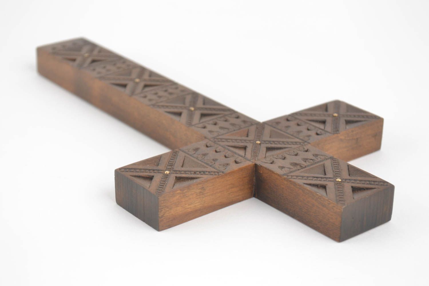 Cruz de madera hecha a mano adorno para casa artesanal regalo original cristiano foto 3