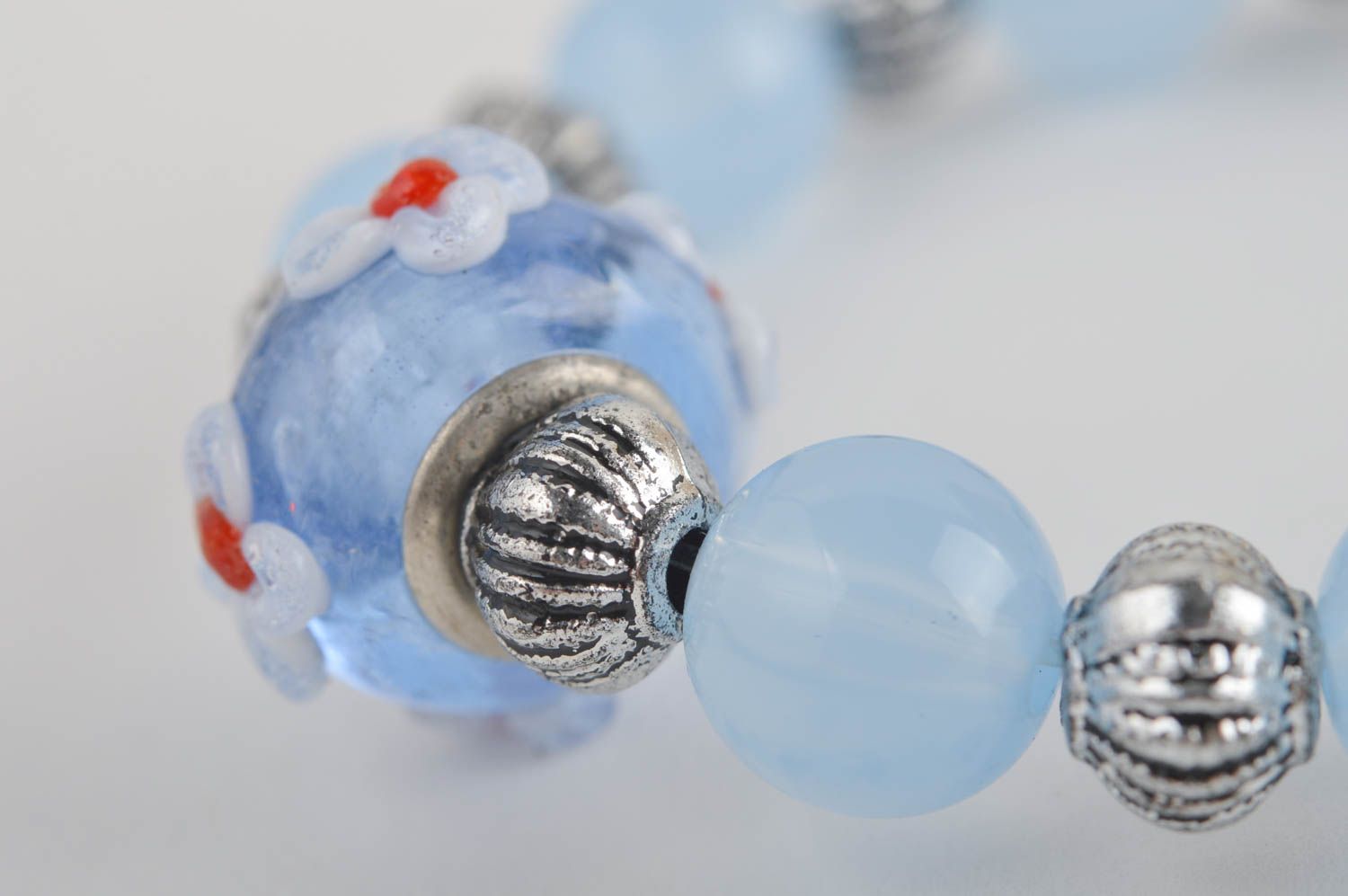 Schönes Modeschmuck Armband Kinder Accessoire Perlen Armband Handarbeit blau foto 4