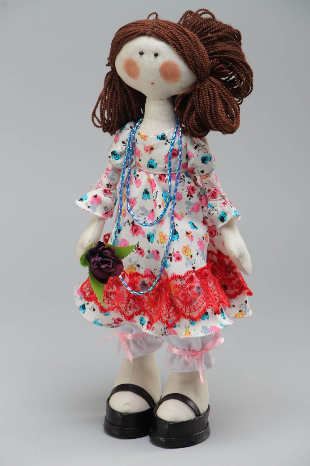Красивая авторская мягкая кукла в платье для интерьера текстильная ручной работы  фото 2
