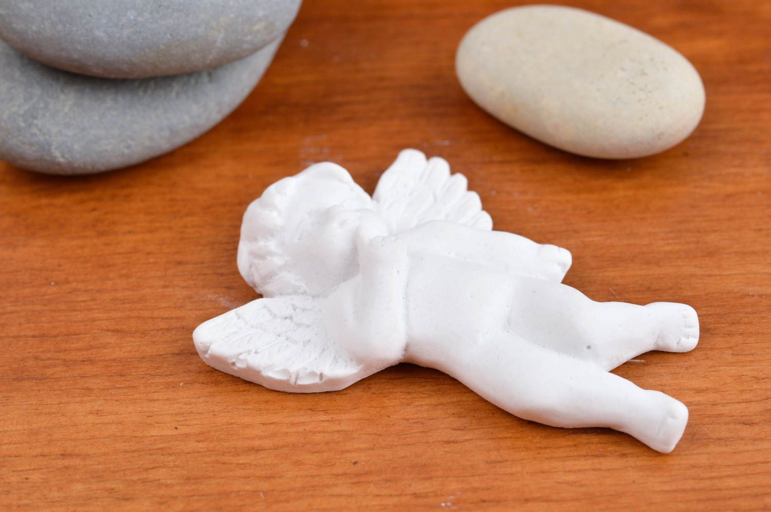 Handmade gypsum white angel unusual blank for creativity designer statuette photo 1